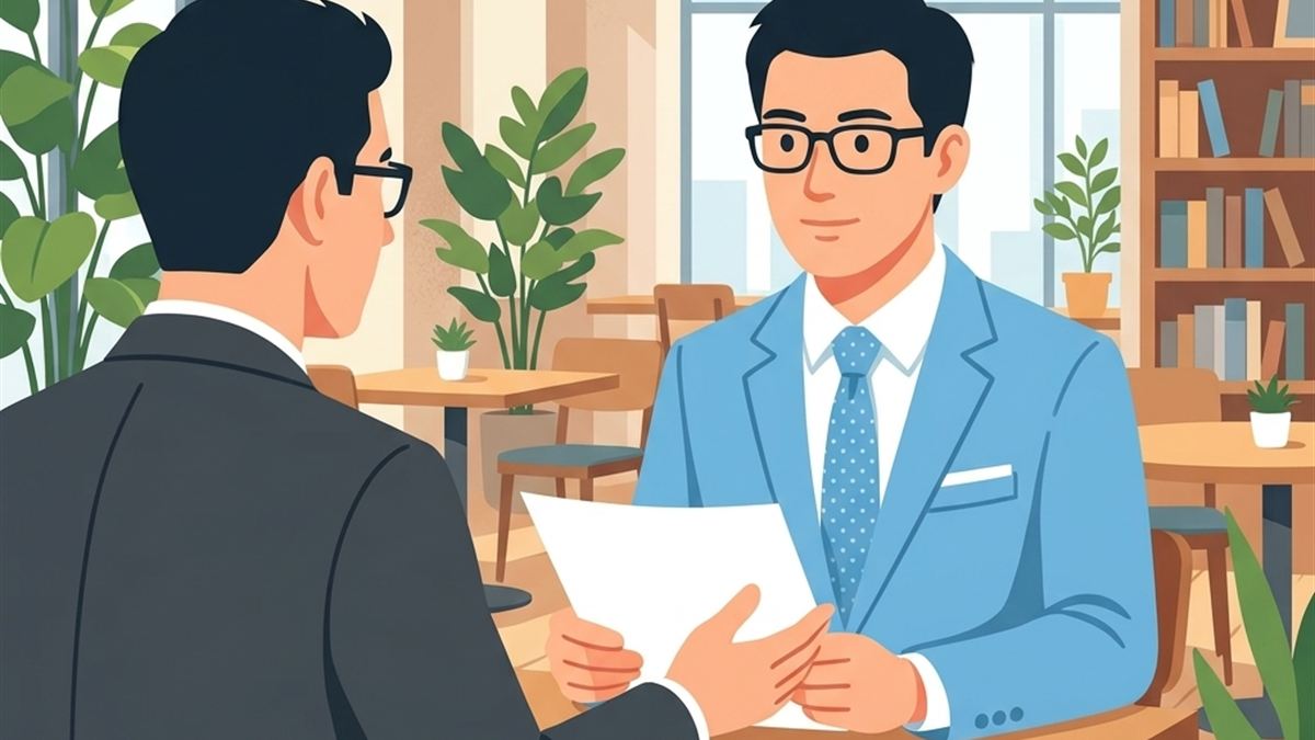 不動産投資会社とワンルームマンション投資面談を行う大家