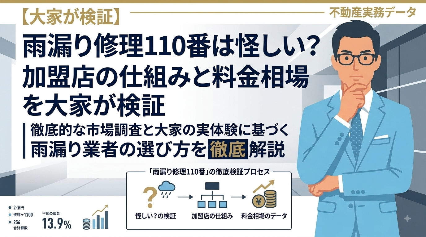 雨漏り修理110番は怪しい？加盟店の仕組みと料金相場を大家が検証